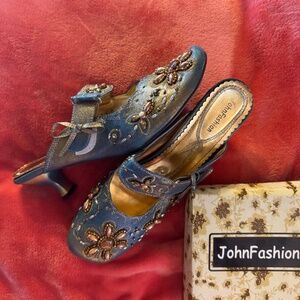John Fashion Slip on pumps Blue Women's 11